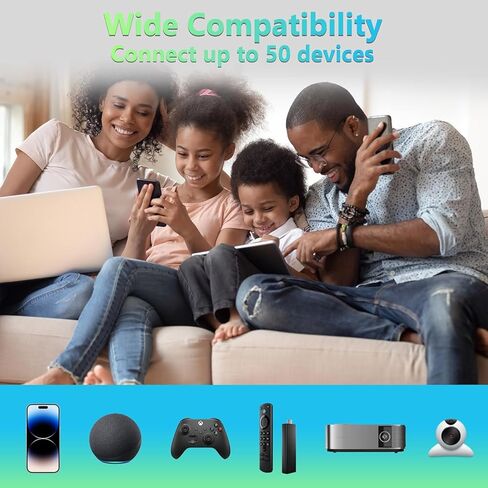 معزز إشارة موسع WiFi يصل إلى 5000 قدم مربع وأكثر من 50 جهازًا، موسع نطاق WiFi، مكرر الإنترنت اللاسلكي، مضخم صوت طويل المدى مع منفذ إيثرنت، إعداد مفتاح واحد، نقطة وصول، متوافق مع Alexa in Kuwait