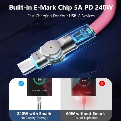 USB C Cable 10ft, 240W 2-Pack USB C to USB C Cable USB 2.0, Type C Charging Cable for iPhone 15, Samsung Galaxy S23, MacBook Pro 2020, iPad Pro, iPad Air 4, Pixel and More. Black+Pink in Saudi Arabia
