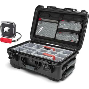 Nanuk 935 Waterproof Carry-On Hard Protective Case with Lid Organizer, Wheels and Padded Divider (Black) Bundle with Nanuk Airtag Holder (2 Items)