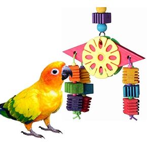 Super Bird Creations SB1114 Balancing Act Bird Toy, Wooden Bird Toy Cage Accessory, Engaging Playtime Hanging Chew Toy for Medium-Sized Birds, Ringnecks, Medium Conures, Quakers, 12" x 7.5" x 2.5"