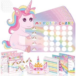 30 PCS Dinosaur Potty Training Chart for Toddlers Potty Chart with 480 Sticker Training Chart for Toilet, Potty Sticker Chart for Boy & Girl,Reward Chart, Certificate, Instruction Sticker & More
