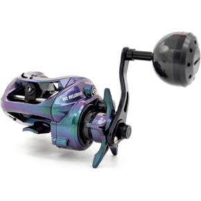 Chameleon 200 Baitcasting Fishing Reel, Only 6.5 Ounces. Carbon Fiber Frame & Side Covers, 9+1 Stainless Steel Ball Bearings, Magnetic Brakes, Dual Cork Handles, Low Profile Baitcaster