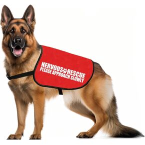 JXGZSO Nervous Rescue Space Dog Vest Nervous Rescue Please Approach Slowly Dog Jacket Vest Dog Walking Slogan Warning Vest (Nervous Slowly M)