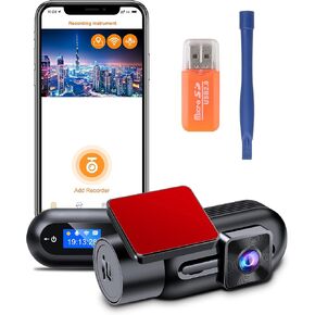 【2024 WiFi Dash Cam】 Dash Cam WiFi 1080P Car Dsahcam Front APP Control 170 زاوية واسعة كاميرا سيارة لاسلكية مع بطاقة SD 32G G-Sensor Loop Recording WDR رؤية ليلية فائقة in Kuwait