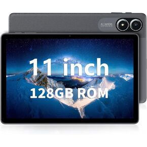 PRITOM TAB15 Lite 11 Inch Tablet Android 14, 5Ghz WiFi, Octa-Core, 128GB ROM, 4G Phone Tablet with SIM Card Slot, 8000mAh, HD, BT, Double Box Speakers, Aluminum - Solid Gray