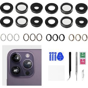 for iPhone 14 Pro Max Camera Lens Glass Replacement for iPhone 14 Pro Deep Purple Gold Silver Space Black 4 Color HD Tempered Back Rear Camera Lens Metal Frame Cover with Repair Fix Tool Kit