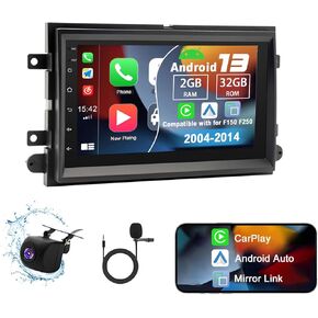 Android 13 Car Stereo Upgrade Radio Compatible for F150 for F250 2004-2014, Slakerbe 7 Inch Touchscreen 2G+32G Wireless Carplay Wireless Android Auto with GPS Navigation WiFi Backup Camera Mic