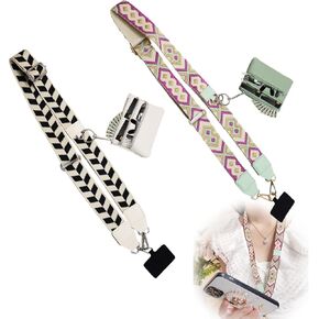 Phone Strap with Zippered Pouch, Clip and Go Strap for Phone with Wallet Crossbody, Multifunction Iphone Strap, Beautiful, Comfortable, Adjustable Cross Body Phone String