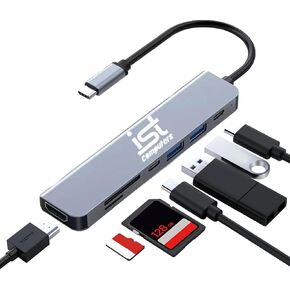 USB-C Dock Hub for Laptop, 7 in 1 USB-C Docking to HDMI Splitter, USB 3.1, USB 2.0 and Type-C Port, 4K HDMI Port, PD 100W Charging, SD Card Reader for ThinkPad, EliteBook, Latitude, Inspiron, ZenBook