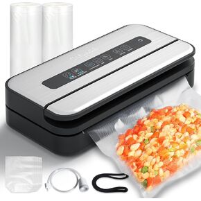 Liquid Vacuum Sealer Machine, 90Kpa Vacuum Sealer for Liquid/Dry/Moist food, Double Heat Seal, Easy-Lock Handle, Built-in Cutter and Bag Storage & Removable Drip Tray