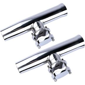 2pcs Tournament Style Fishing Rod Holders, 316 Stainless Steel Rail Mount Rod Holder Clamp on 1 1/4" to 2" Rails for Marine Boat Yacht