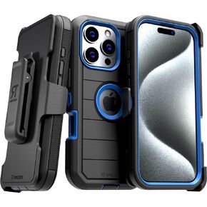 for iPhone 16 Pro Max Case with Belt Clip Holster & Kickstand, Screenless Protective Dual-Layer Shockproof Phone Case for iPhone 16 ProMax - Black