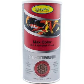 EasyPro PC1 Platinum Koi & Goldfish Food - الحد الأقصى. اللون/مدعم بالسبيرولينا والمكونات البحرية الأخرى لتعزيز اللون الطبيعي لأسماك الكوي والسمك الذهبي / علبة سعة 20 أونصة