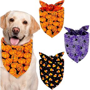 YUJUN 3 Pack Halloween Dog Bandanas Triangle Bibs Pet Scarf Halloween Pumpkin Candy Spider Web Pet Bandanas for Dogs Cats Pets Accessories