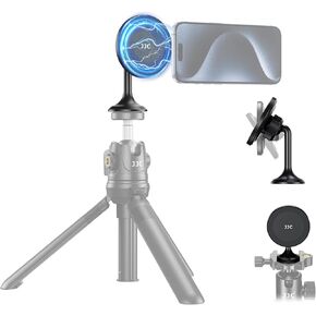 Magnetic Phone Tripod Mount Adapter with Arca Base & 1/4" Screw Hole Compatible with MagSafe, 60° Tilt iPhone Tripod Holder for iPhone 16 15 14 13 12 Pro Max Plus, Selfie Stick Tripod Arca Ball Head
