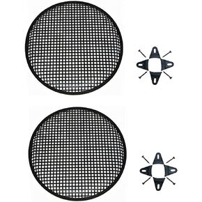 Pair of 12 Inch 12" Universal Metal Car Audio Speaker SubWoofer Waffle Grill Protector Cover with Clips and Screws