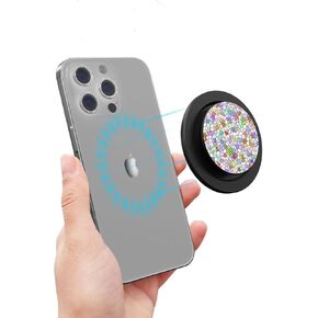 Adjustable Magnetic Phone Grip Compatible with MagSafe, Adapter Ring for Magnetic Included, Phone Holder, Wireless Charging Compatible - Pebble Pattern