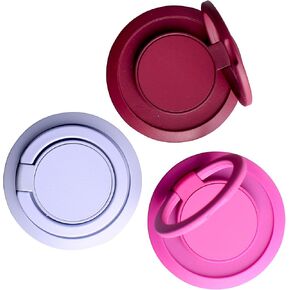 Cell Phone Ring Holder 3Pcs Set, 360 Degree Rotation Metal Finger Grip Adjustable Cellphoone Stand for Magnetic Car Mount Compartible with iPhone & Most CellPhones (Maroon+HotPink+Purple)