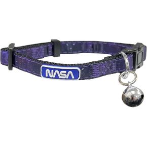 NASA CAT Collar, Satin Cat Collar for Dogs & Cats with NASA Logo and Design, A Shiny & Colorful Cat Collar with Ringing Bell Pendant