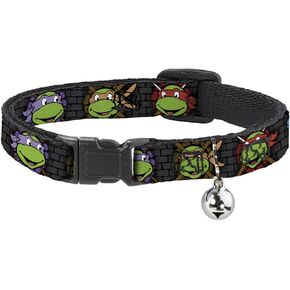 Cat Collar Breakaway Ninja Turtles Expessions Battle Gear Gray Multi Color 8 to 12 Inches 0.5 Inch Wide