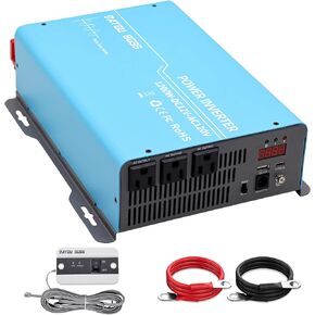 DATOUBOSS Power Inverter 2400W Pure Sine Wave Inverter 12V to 110V 120V AC Converter, 1200 Watt Power Inverters with 3 AC AC Outlets and USB & Type-C for Car, RV, Home, Truck, Off-Grid Solar