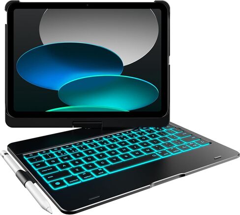 حافظة لجهاز iPad الجيل العاشر مع لوحة مفاتيح (10.9 بوصة، 2022)، 11 لونًا خلفيًا، قابلة للدوران 360 درجة، رفيعة وخفيفة لجهاز iPad الجيل العاشر 10.9، أسود فلكي in Kuwait