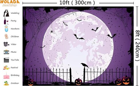WOLADA Halloween Backdrop Halloween Party Backdrop Halloween Moon Backdrop Halloween Photo Backdrop Trunk or Treat Car Decorations 7x5FT 12596 in Saudi Arabia