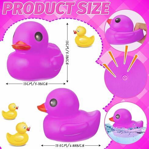 Honoson 6.89 Inch Giant Rubber Duck Big Rubber Duck Large Duck Bath Toy with Squeaky Sound for Summer Baby Shower Birthday Party Favor Gift (Pink) in Saudi Arabia
