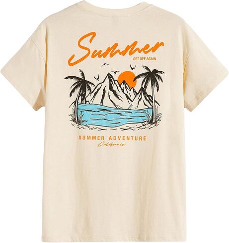 SOLY HUX Men's Graphic Tees Short Sleeve T Shirts Letter Print Summer Casual Tee Top Black Tropical Graphic L in Saudi Arabia
