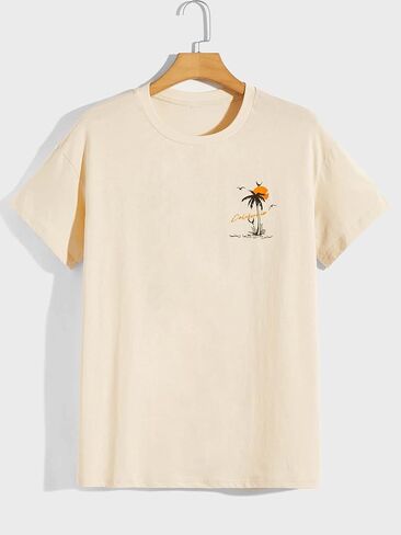 SOLY HUX Men's Graphic Tees Short Sleeve T Shirts Letter Print Summer Casual Tee Top Black Tropical Graphic L in Saudi Arabia