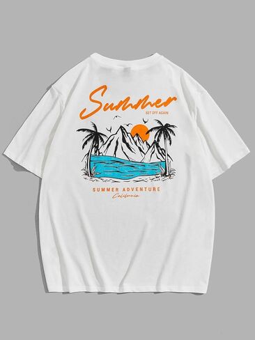 SOLY HUX Men's Graphic Tees Short Sleeve T Shirts Letter Print Summer Casual Tee Top Black Tropical Graphic L in Saudi Arabia
