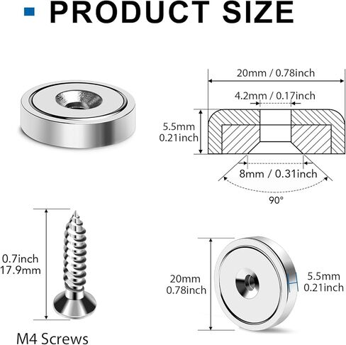 LOVIMAG 20LBS Neodymium Magnets, 6Pack Rare Earth Magnets Matching Screws, Cabinet Magnets and Cabinet Door Magnets for Kitchen Doors, Tool Room, Lifting - 0.63x0.19inch in Saudi Arabia