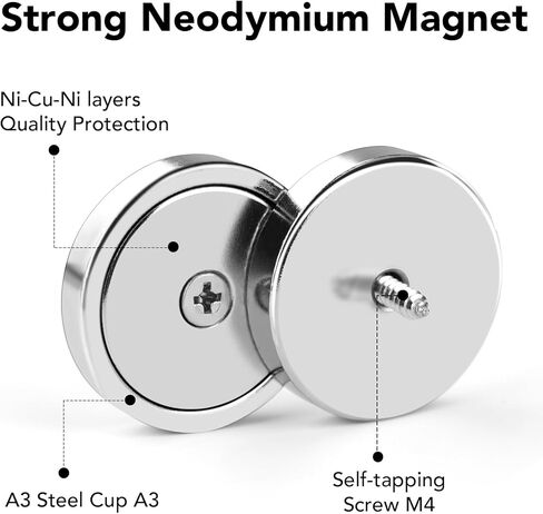 LOVIMAG 20LBS Neodymium Magnets, 6Pack Rare Earth Magnets Matching Screws, Cabinet Magnets and Cabinet Door Magnets for Kitchen Doors, Tool Room, Lifting - 0.63x0.19inch in Saudi Arabia