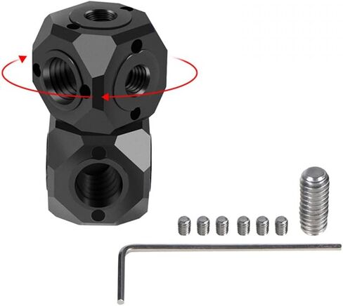 Mini Hexahedron Cold Shoe Extension Mount Adapter with 1/4",3/8"- Screw Hole Tripod Mount for Gopro 13/12/11/10/9, Insta360,iPhone, Lights, Monitors, Microphones and Other Camera Accessories in Saudi Arabia