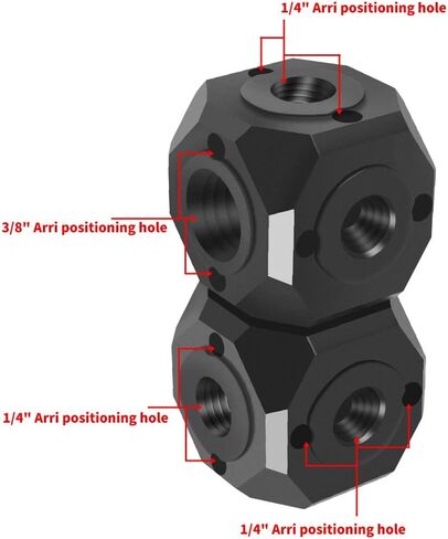 Mini Hexahedron Cold Shoe Extension Mount Adapter with 1/4",3/8"- Screw Hole Tripod Mount for Gopro 13/12/11/10/9, Insta360,iPhone, Lights, Monitors, Microphones and Other Camera Accessories in Saudi Arabia