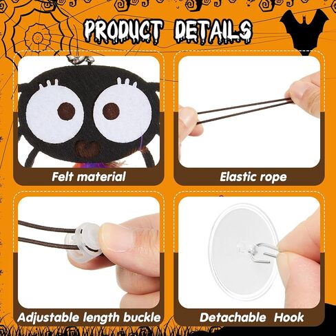4 Pcs Halloween Cat Toy Hanging Door Interactive Halloween Cat Feather Toys with 74.8 Inch Long Elastic Rope Retractable Kitten Toys with Bell for Halloween Indoor Cats Kitten, 4 Styles in Saudi Arabia