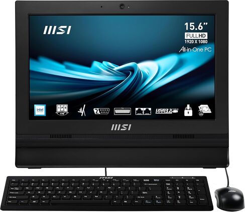 كمبيوتر MSI PRO AP162T بشاشة لمس FHD مقاس 15.6 بوصة الكل في واحد: Intel Celeron N100، 4 جيجابايت DDR4، 128 جيجابايت m.2 NVMe SSD، WiFi، بلوتوث، Windows 11 Pro: ADL-020US in Saudi Arabia