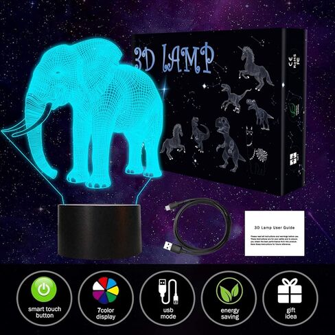 مصابيح Bagvhandbagro Wolf ثلاثية الأبعاد، ضوء ليلي الذئب، 7 ألوان LED متغيرة الإضاءة، لمس USB شحن طاولة مكتب غرفة النوم ديكور عشاق الذئب هدايا عيد الميلاد للأولاد والبنات والأطفال والأصدقاء in Kuwait