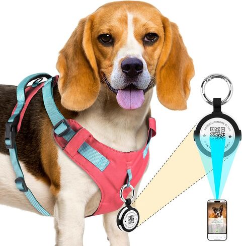 AdventureMore Lightweight Dog Harness with QR Code Smart Pet ID Code AirTag Holder Breathable Escape Proof Vest Harness for Puppy Small Medium Dogs and Cats Easy to Put On and Control XXS Pink-Blue in Saudi Arabia