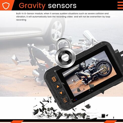 CAMECHO Motorcycle Dash Cam Front and Rear, IP67 Waterpoorf Dual Dash Camera with 32GB Card, 3" HD Car Camera with G-Sensor, Night Vision, Loop Recording, Dashcam for Motorbike, Motorsports in Saudi Arabia