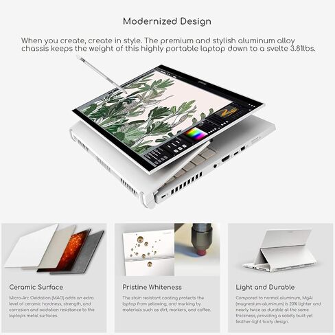 ConceptD 3 Ezel CC314-72G-72SX Convertible Creator Laptop, Intel i7-10750H, GeForce GTX 1650, 14-inch FHD IPS with Gorilla Glass, PANTONE Validated, 100% sRGB, 16GB DDR4, 512GB NVMe SSD, Pen (Renewed) in Saudi Arabia