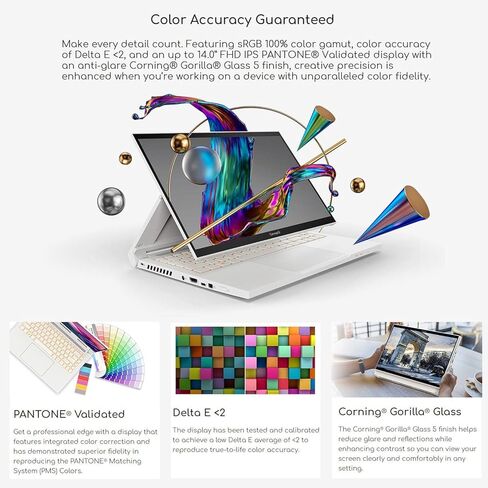 ConceptD 3 Ezel CC314-72G-72SX Convertible Creator Laptop, Intel i7-10750H, GeForce GTX 1650, 14-inch FHD IPS with Gorilla Glass, PANTONE Validated, 100% sRGB, 16GB DDR4, 512GB NVMe SSD, Pen (Renewed) in Saudi Arabia