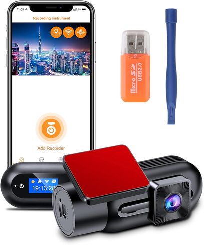 【2024 WiFi Dash Cam】 Dash Cam WiFi 1080P Car Dsahcam Front APP Control 170 زاوية واسعة كاميرا سيارة لاسلكية مع بطاقة SD 32G G-Sensor Loop Recording WDR رؤية ليلية فائقة in Kuwait