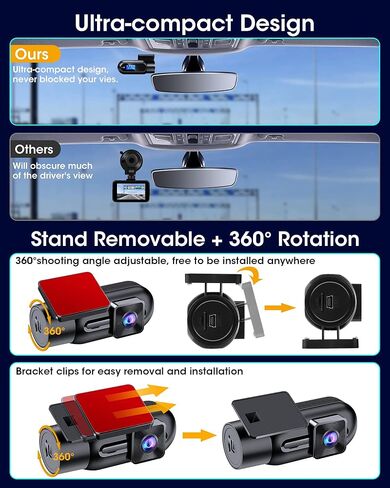 【2024 WiFi Dash Cam】 Dash Cam WiFi 1080P Car Dsahcam Front APP Control 170 زاوية واسعة كاميرا سيارة لاسلكية مع بطاقة SD 32G G-Sensor Loop Recording WDR رؤية ليلية فائقة in Kuwait