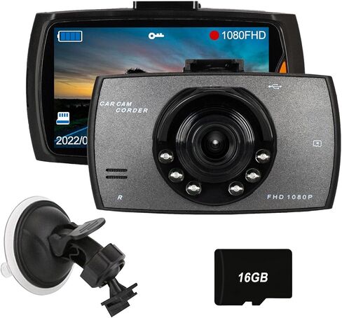 كاميرا داش كام أمامية مع بطاقة SD 16 جيجا، وكاميرا داش 1080 بيكسل FHD للسيارات، وكاميرا لوحة القيادة بزاوية واسعة 120 درجة مع رؤية ليلية فائقة، وتسجيل حلقة مراقبة ركن السيارة بمستشعر G in Kuwait