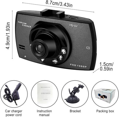 كاميرا داش كام أمامية مع بطاقة SD 16 جيجا، وكاميرا داش 1080 بيكسل FHD للسيارات، وكاميرا لوحة القيادة بزاوية واسعة 120 درجة مع رؤية ليلية فائقة، وتسجيل حلقة مراقبة ركن السيارة بمستشعر G in Kuwait