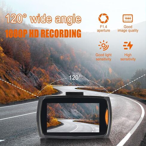 كاميرا داش كام أمامية مع بطاقة SD 16 جيجا، وكاميرا داش 1080 بيكسل FHD للسيارات، وكاميرا لوحة القيادة بزاوية واسعة 120 درجة مع رؤية ليلية فائقة، وتسجيل حلقة مراقبة ركن السيارة بمستشعر G in Kuwait