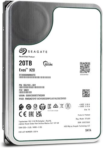 Seagate Exos X20 ST20000NM007D 20TB 7.2K RPM SATA 6Gb/s 3.5in Hard Drive (Renewed) in Saudi Arabia