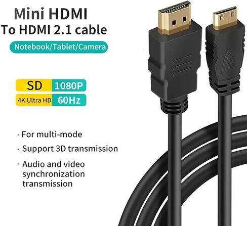كابل HDMI صغير إلى HDMI بطول 3 أقدام و1 متر، كابل HDMI عالي السرعة إلى Mini HDMI للشاشة المحمولة 4K 60 هرتز سلك HDMI 2.0، متوافق مع الشاشة والكاميرا وكاميرا الفيديو والكمبيوتر اللوحي والكمبيوتر المحمول in Saudi Arabia