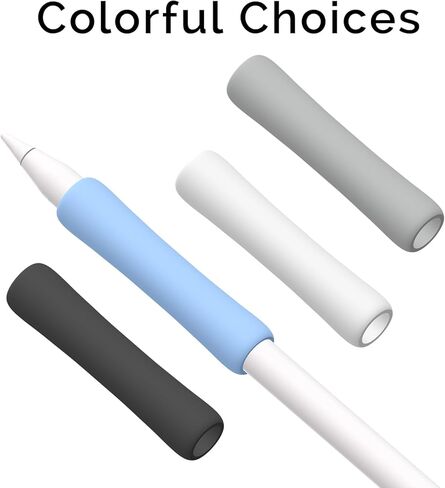 4 عبوات من قبضة السيليكون المتوافقة مع قلم Apple Pencil الجيل الأول، حامل قبضة iPencil مريح للكتابة والتحكم الدقيق (أبيض/أزرق/رمادي/أسود) in Kuwait
